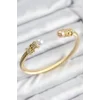316L Çelik Zirkon Taşlı İnci Model Gold Renk Kadın Bileklik