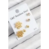 316L Çelik Zirkon Taşlı Kar Tanesi Model Gold Renk Kadın Set Küpe