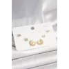 925 Ayar Gümüş Çivi Zirkon Taşlı Hilal Yıldız Model Kadın Küpe Seti
