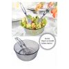 Akrilik, Yuvarlak, Servis Kaşığı ve Çatallı Salata Kasesi Servis Sunum Tabağı 23 cm