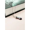 Ametist Doğal Taşı Zincirli El Yapımı Tasarımlı Kolye Uç: 3,5 cm Zincir: 20 cm Kutulu