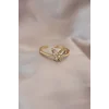 Ayarlamalı Altın Renk Metal Zirkon Taş ve Kristal Taşlı Kelebek Model Yüzük