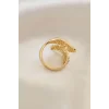 Ayarlamalı Gold Renk Metal Zirkon Taşlı Kanat Yüzük