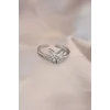 Ayarlamalı Gümüş Renk Metal Zirkon Taş ve Kristal Taşlı Kelebek Model Yüzük