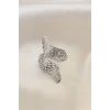 Ayarlamalı Silver Renk Metal Zirkon Taşlı Kanat Yüzük