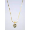Baget Taşlı  Kalp Kolye - Altın