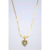 Baget Taşlı  Kalp Kolye - Altın