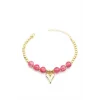 Boncuklu Kalp Bileklik - Pembe