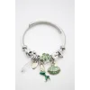 Çelik Charmlı Deniz Kızı Bileklik - Yeşil
