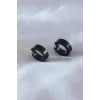 Çelik Siyah Renk Sıkıştırmalı Erkek Küpe
