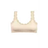 Dantel Nakış İşlemeli Pedli Bambu Kadın Büstiyer Krem