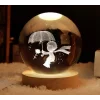 Dekoratif Küçük Prens Tasarımlı Ahşap Altlıklı Işıklı Cam Küre Büyük Boy Cam:8cm Ahşap:2cm