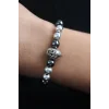 Doğal Taş Gladyatör Model Gümüş Ve Füme Renk Asansörlü Erkek Bileklik