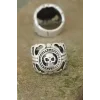 Eskitme Gümüş Renk Metal Kuru Kafa Tasarım Ayarlamalı Erkek Yüzük