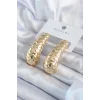 Gold Renk İşleme Detay Pirinç Kadın Küpe