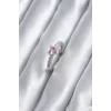 Gümüş Renk Zirkon Taşlı Pembe Kristal Kalp Model Kadın Yüzük