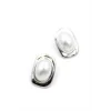 İnci Oval Küpe - Gümüş