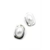 İnci Oval Küpe - Gümüş