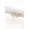 Kemer Tokası Tasarımlı Gold Renk Zirkon Taşlı Ayarlanabilir Yüzük
