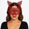 Kırmızı Dantel Kedi Maskesi Ve Dantel Taç Seti 8 No – Kadın Kostüm Aksesuarı