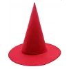 Kırmızı Renk Keçe Cadı Şapkası Yetişkin Çocuk Uyumlu 35x38 Cm