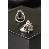 Kuru Kafa Tasarımlı Eskitme Gümüş Renkli Ayarlamalı Model Erkek Yüzük