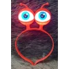 Led Işıklı  Pilli 3 Farklı Modda Yanan Uzaylı Göz Parti Tacı Kırmızı Renk 18x12 Cm