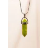 Moldavit Doğal Taşı Zincirli El Yapımı Tasarımlı Kolye Uç: 3,5 cm Zincir: 20 cm Kutulu