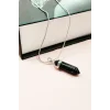 Obsidyen Doğal Taşı Zincirli El Yapımı Tasarımlı Kolye Uç: 3,5 cm Zincir: 20 cm Kutulu