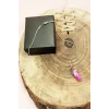Pembe Akit Doğal Taşı Zincirli El Yapımı Tasarımlı Kolye Uç: 3,5 cm Zincir: 20 cm Kutulu