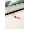 Pembe Kuvars Doğal Taşı Zincirli El Yapımı Tasarımlı Kolye Uç: 3,5 cm Zincir: 20 cm Kutulu