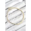 Pirinç Charm Zirkon Taşlı Kalp Model Gold Renk Kadın Bileklik