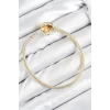 Pirinç Charm Zirkon Taşlı Kalp Model Gold Renk Kadın Bileklik