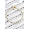 Pirinç Charm Zirkon Taşlı Yonca Model Gold Renk Kadın Bileklik