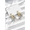 Pirinç Damla Model Gümüş Gold Renk Kadın Küpe