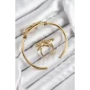Pirinç Deniz Yıldızı Model Gold Renk Bileklik Yüzük Set
