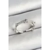 Pirinç Düğüm Figürlü Zirkon Taşlı Gümüş Renk Ayarlanabilir Kadın Yüzük