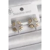 Pirinç Gold Gümüş Renk Zirkon Taşlı Kutup Yılıdız Model Kadın Küpe