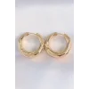 Pirinç Gold Renk Asimetrik Kıvrım Küpe