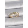 Pirinç Gold Renk Ayarlanabilir Zirkon Taşlı Düğüm Kalp Model Kadın Yüzük