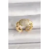 Pirinç Gold Renk Ayarlanabilir Zirkon Taşlı Kadın Yüzük