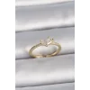 Pirinç Gold Renk Ayarlanabilir Zirkon Taşlı Kalp Model Kadın Yüzük