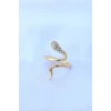 Pirinç Gold Renk Ayarlanabilir Zirkon Taşlı Yılan Yüzük