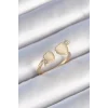 Pirinç Gold Renk Beyaz Mineli Kalp Model Kadın Yüzük