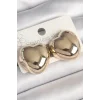 Pirinç Gold Renk Bombe Kalp Model Kadın Küpe
