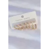 Pirinç Gold Renk İnce Oval Küpe Seti