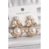 Pirinç Gold Renk İncili Çapa Model Kadın Küpe