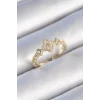Pirinç Gold Renk İncili Yonca Model Zirkon Taş Detay Kadın Yüzük