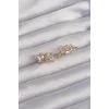 Pirinç Gold Renk İri Zirkon Taşlı Kıvrımlı Minimal Kelebekli Halka Küpe