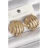 Pirinç Gold Renk İşlemeli Daire Plaka Model Kadın Küpe